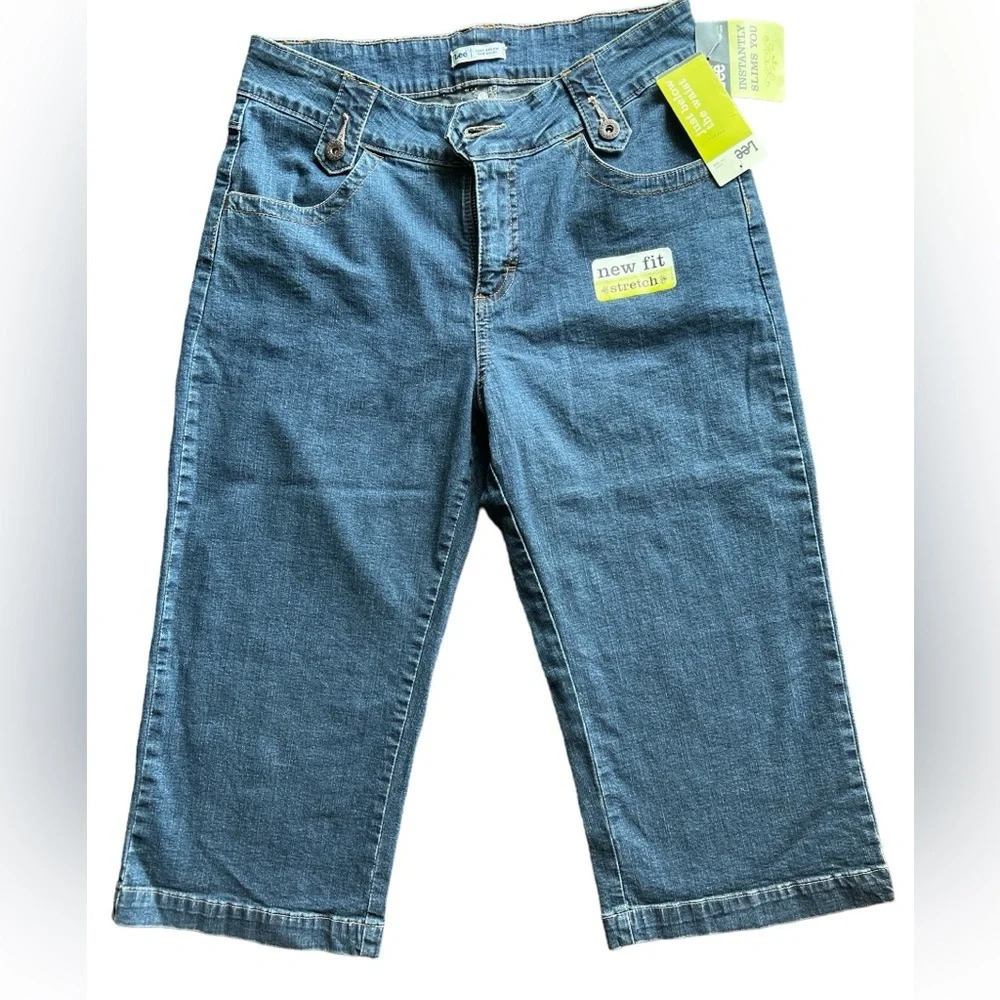 Vintage Lee Size 8 Cropped Capri Denim Blue Jeans Authentic Y2K New